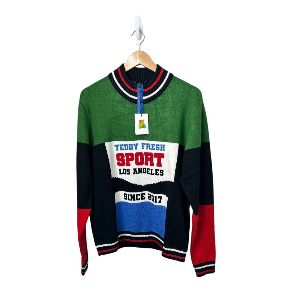 Teddy Fresh Bike Jersey Zip Sweater Size XL New with Tags Multicolor‎ Streetwear